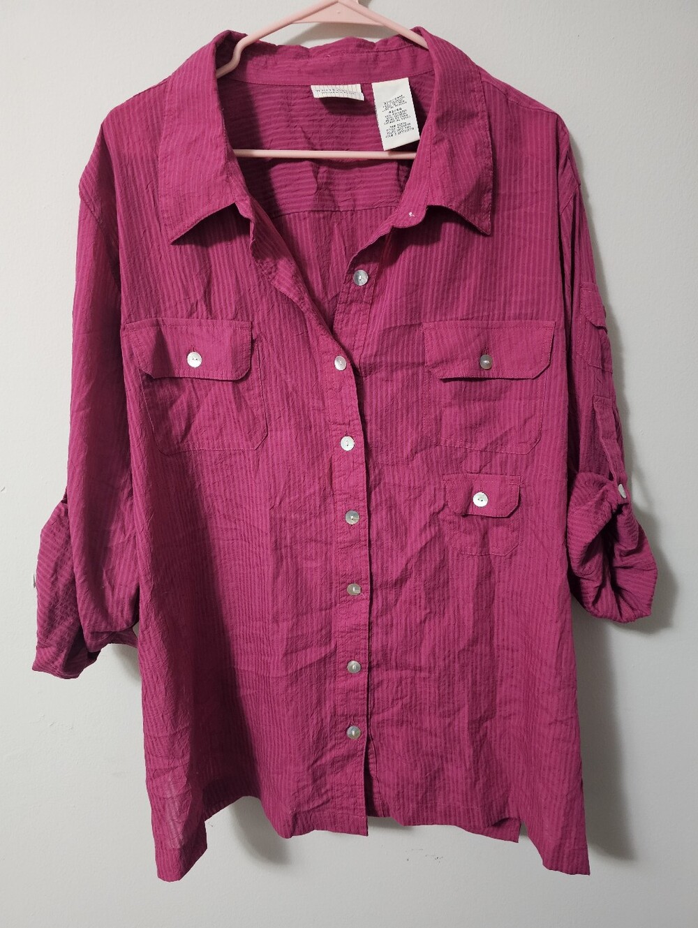 White Stag Women's Hot Pink Button-Up Blouse
